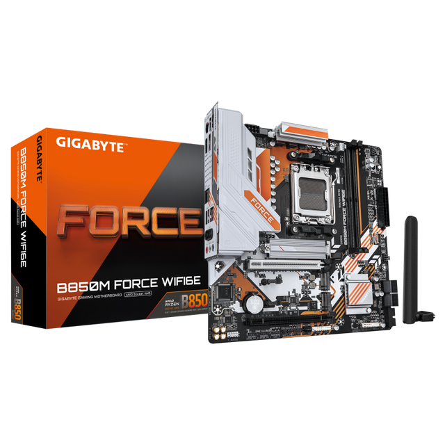Placa de Baza GIGABYTE B850M FORCE WIFI 6E, 2x DDR5, 1x HDMI, 1x DP, 1x PCIE x16, 1x PCIE 4.0 x16, 3x M.2, 4x SATA 6GB/s, mATX