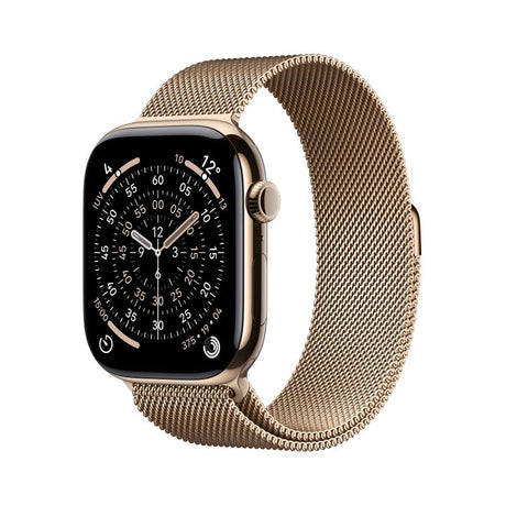 Apple Watch Series 11 GPS + Cellular 46mm Gold Titanium Case with Gold Milanese Loop - S/M