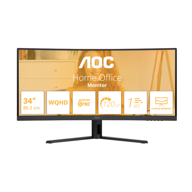 Monitor Gaming AOC CU34B3E, 34", 3440 x 1440 pixeli, Black, 3 ani Garantie