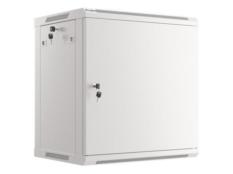 Dulap rack 19" perete 12U / 600x450 pentru auto-asamblare, cu ușă metalică, gri  (flat pack)