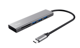 Hub Trust Halyx Cardreader, 3 porturi USB 3.2, gri