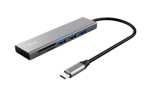 Hub Trust Halyx Cardreader, 3 porturi USB 3.2, gri