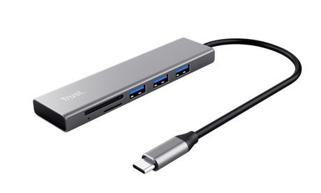 Hub Trust Halyx Cardreader, 3 porturi USB 3.2, gri