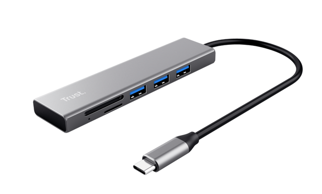 Hub Trust Halyx Cardreader, 3 porturi USB 3.2, gri