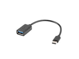 USB-C(M) 2.0->USB-A(F) ADAPTER CABLE 15CM OTG BLACK LANBERG