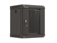 Dulap rack 10" perete 6U / 300x300 (flat pack) cu ușă din sticlă, negru