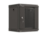 Dulap rack 10" perete 6U / 300x300 (flat pack) cu ușă din sticlă, negru