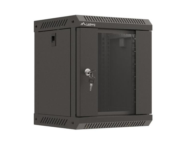Dulap rack 10" perete 6U / 300x300 (flat pack) cu ușă din sticlă, negru