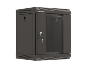 Dulap rack 10" perete 6U / 300x300 (flat pack) cu ușă din sticlă, negru
