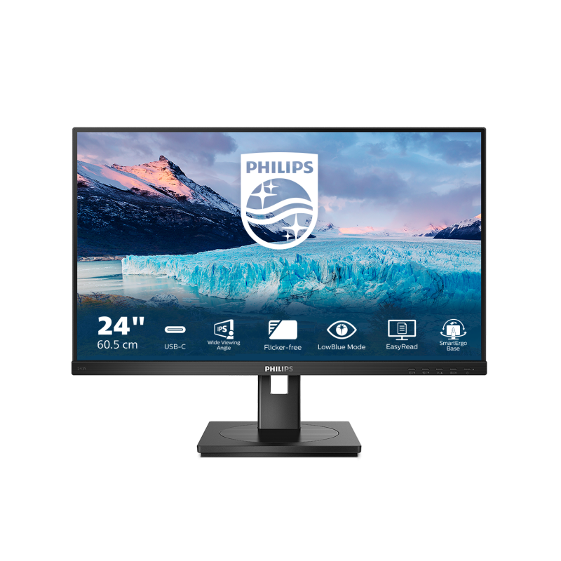 Monitor Philips 23.8", IPS, FHD 1920x1080, 100Hz, 4ms FlickerFree, Boxe 2Wx2, HA Pivot, HDMI, DisplayPor,t DaisyChain, USB hub, USB-C, RJ45, 243S1/00