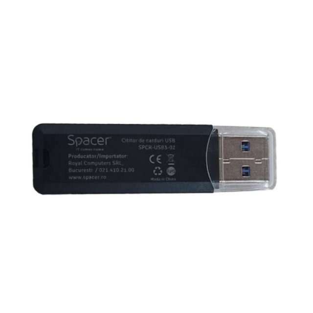 CARD READER extern SPACER, interfata USB 3.0, citeste/scrie: SD, micro SD, Negru