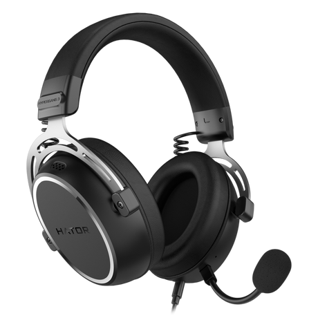 Casti gaming cu fir Hator Hypergang 3, material membrana compozit, frecventa raspuns 10Hz-44kHz, impendanta 32Ω, putere maxima 30mW, microfon detasabil unidirectional, sensibilitate -38 ±3dB, negru