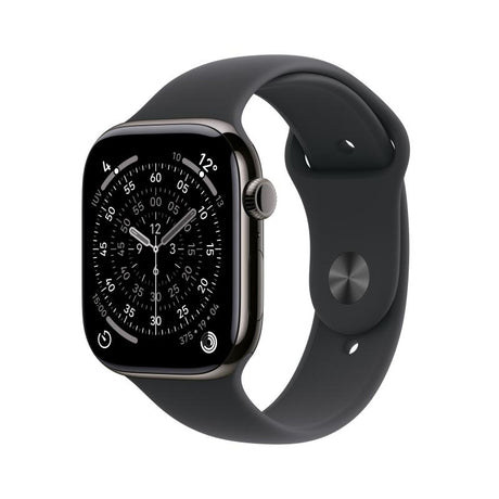 Apple Watch Series 11 GPS + Cellular 42mm Slate Titanium Case with Black Sport Band - S/M