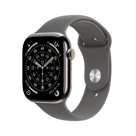 Apple Watch Series 11 GPS + Cellular 42mm Natural Titanium Case with Stone Grey Sport Band - S/M