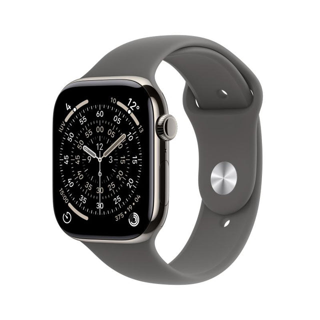 Apple Watch Series 11 GPS + Cellular 46mm Natural Titanium Case with Stone Grey Sport Band - S/M