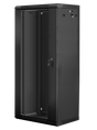 Dulap rack 19" perete 27U / 600x450 (flat pack) cu ușă din sticlă, negru  V2