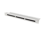 Patch panel 24 porturi 1U 19" Cat.6 UTP cu organizator cabluri, gri