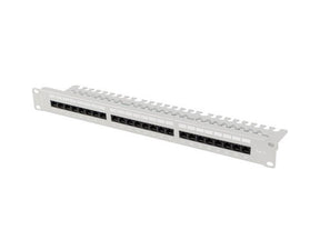 Patch panel 24 porturi 1U 19" Cat.6 UTP cu organizator cabluri, gri