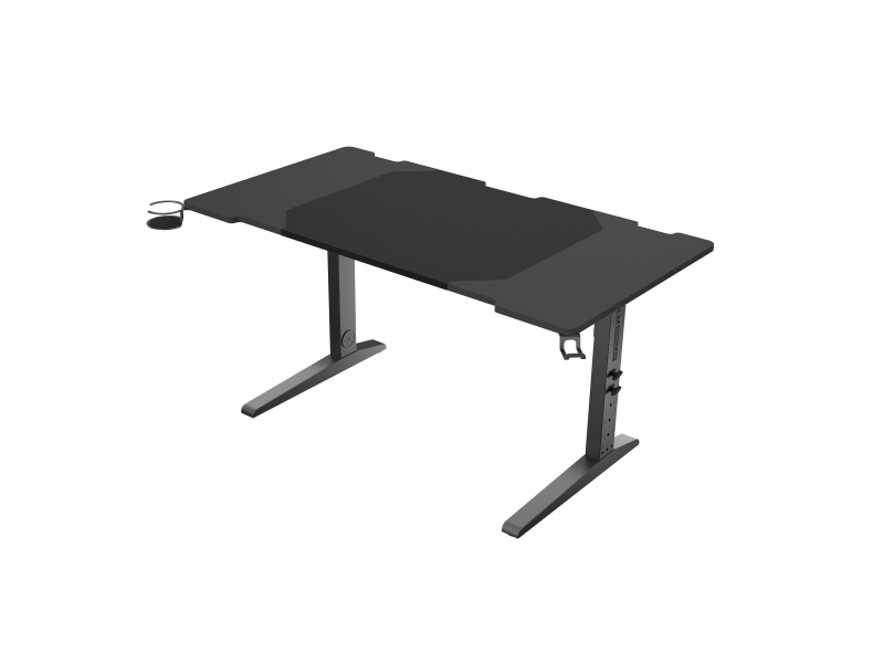 Birou gaming Genesis Holm Modular 140, material metal MDF, reglabil pe inaltime 70 - 90 cm, iluminare RGB, management cabluri, negru