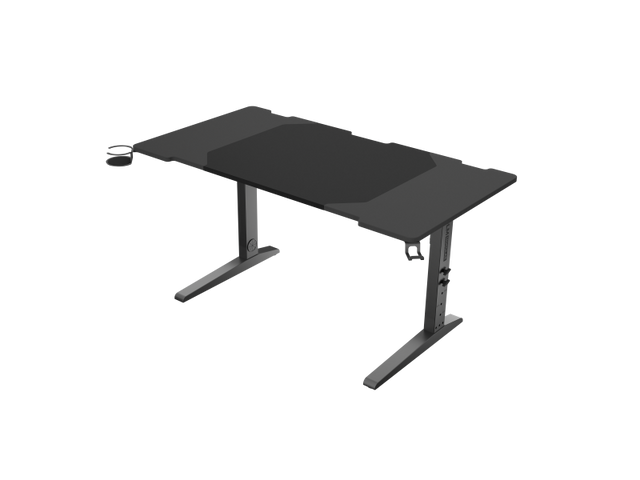 Birou gaming Genesis Holm Modular 140, material metal MDF, reglabil pe inaltime 70 - 90 cm, iluminare RGB, management cabluri, negru