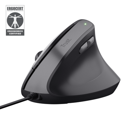 Trust Bayo II. Form factor: Right-hand, Vertical design. Device interface: USB Type-A, Movement resolution: 2400 DPI, Buttons quantity: 6, Scroll type: Wheel. Power source: Cable. Product colour: Black
