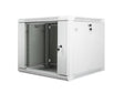 Dulap rack de perete 19", 9U, 600x600 mm, usa din sticla, gri, V2