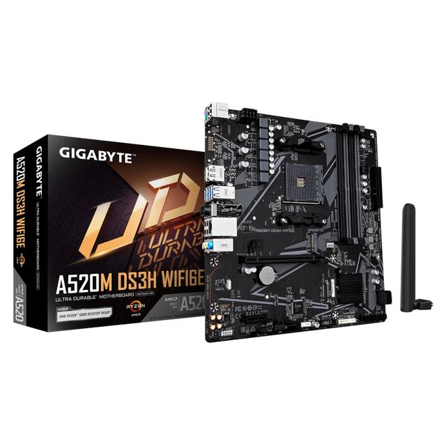 Placa de baza Gigabyte A520M DS3H WIFI6E, Socket AM4, DDR4, Micro-ATX