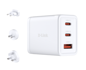 Incarcator D-Link 65W GaN Charger, 65W, 2 porturi, Alb