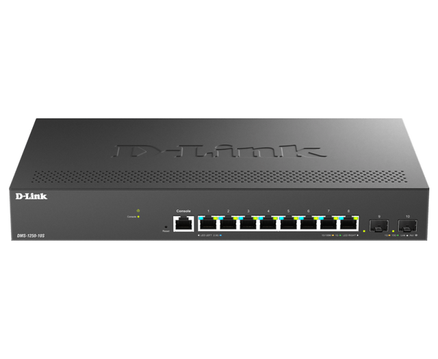 Switch D-Link DMS-1250-10S , 8 porturi Gigabit, 2 porturi SFP+, Protocol 802.1D STP 802.1s MSTP 802.1w RSTP, rackabil