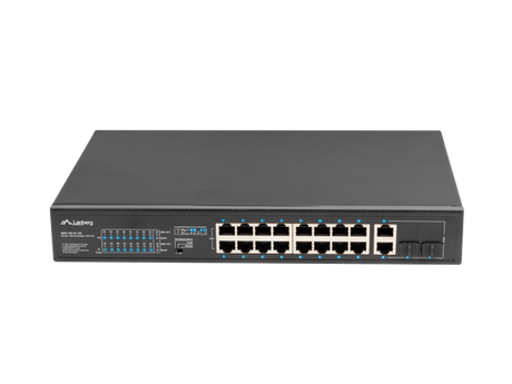 Switch  16x 100 Mb PoE+ / 2x 1 Gb / 1x SFP, fara management, rack 10" & 19", Gigabit Ethernet, 150W