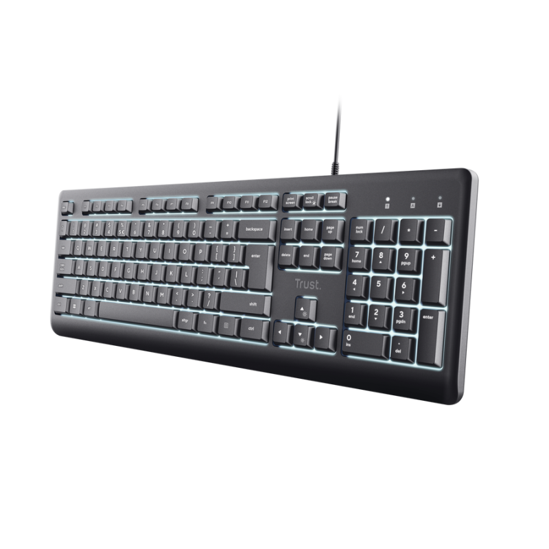 Tastatura cu fir Trust Primo, membrana, iluminare, numar taste 104, gri