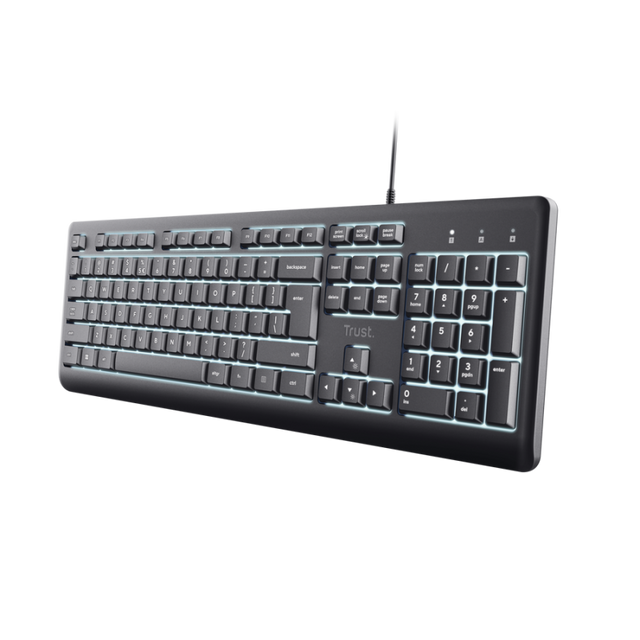 Tastatura cu fir Trust Primo, membrana, iluminare, numar taste 104, gri