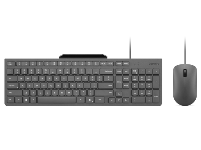 Kit wired tastatura si mouse Lenovo 310 USB-A Wired Combo, taste numerice, gri