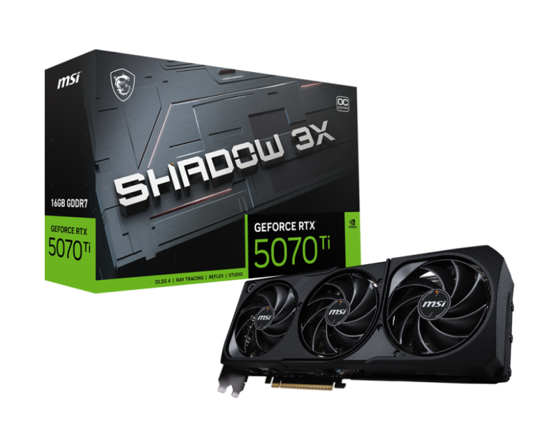 Placa Video MSI GEFORCE RTX 5070 TI 16G SHADOW 3X OC GDDR7 256 bit, PCIE 5.0, 3x DP 1x HDMI