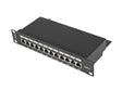 Patch panel 12 porturi 1U 10" Cat.6 FTP cu organizator cabluri, ecranat, negru