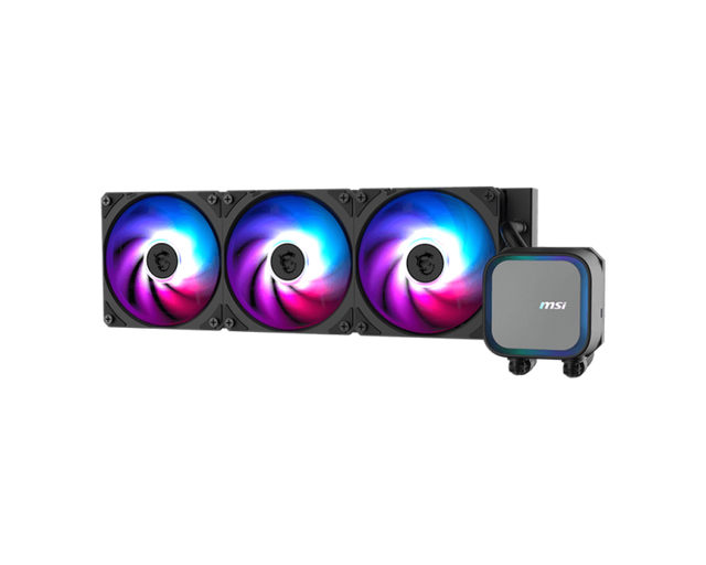 Cooler Procesor MSI MAG CORELIQUID A13 360 AIO ALB, marime radiator 360mm, 3 ventilatoare ARGB GEN2, Viteza pompa: 3800 +/- 10%, Suport AMD: AM4/AM5, suport INTEL: LGA 1700/1851, Airflow: 62.6 CFM, Nivel de zgomot pompa: 20dBA