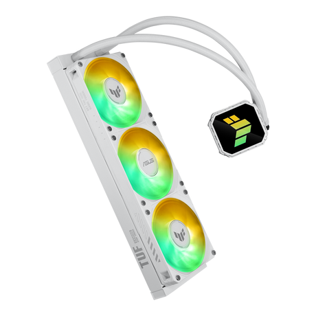 Cooler Procesor ASUS TUF GAMING LC III 360 ARGB ALB, marime radiator 397mm, 3x120mm, viteza ventilatoare 650-2600 RPM +/- 10%, Suport AMD: AM5 AM4, suport INTEL: LGA 1851/1700/1200