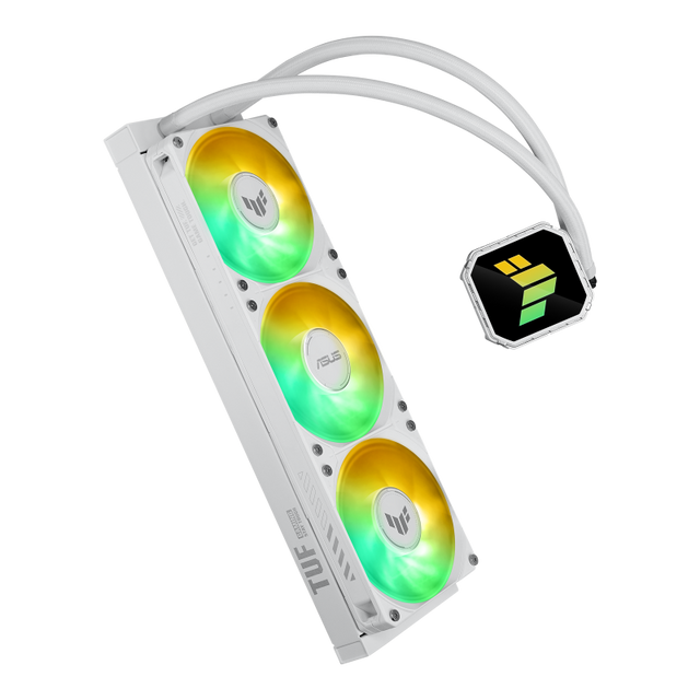 Cooler Procesor ASUS TUF GAMING LC III 360 ARGB ALB, marime radiator 397mm, 3x120mm, viteza ventilatoare 650-2600 RPM +/- 10%, Suport AMD: AM5 AM4, suport INTEL: LGA 1851/1700/1200