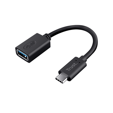 Adaptor Trust Calyx USB-C-USB-A, lungime cablu 9 cm, negru