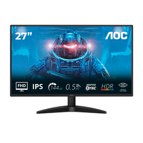 Monitor AOC 27" 27B36X, Diagonal (inch): 27, Diagonal (cm): 68, Aspect ratio: 16:9, Panel: IPS, Resolution: 1920x1080, Refresh Rate: 144Hz, Response time GtG: 4ms, Response time MPRT: 0.5ms, Brightness (max): 300 cd/m², Contrast (static) : 1500:1, Contrast (dynamic): 20M:1, Viewing angle: 178/178