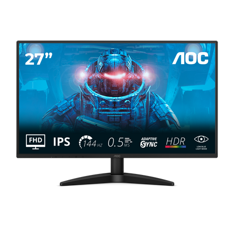 Monitor AOC 27" 27B36X, Diagonal (inch): 27, Diagonal (cm): 68, Aspect ratio: 16:9, Panel: IPS, Resolution: 1920x1080, Refresh Rate: 144Hz, Response time GtG: 4ms, Response time MPRT: 0.5ms, Brightness (max): 300 cd/m², Contrast (static) : 1500:1, Contrast (dynamic): 20M:1, Viewing angle: 178/178