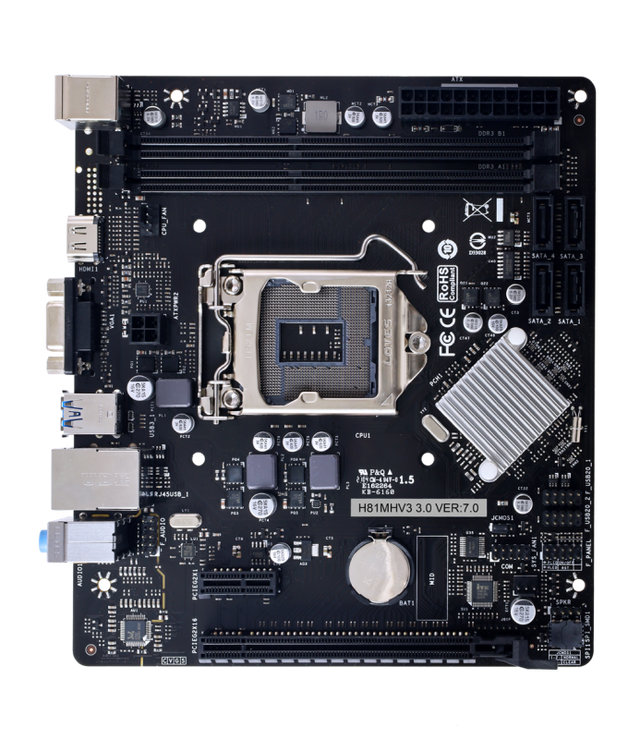 Placa de Baza BIOSTAR H81MV3 3.0 LGA1150, 2x DDR3, 1x PCIE 2.0 x1 1x PCIE 2.0 x16, 1x VGA 1x HDMI, 2x SATA II 3GB/s 2x SATA III 6GB/s, mATX