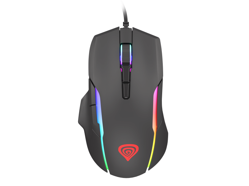 Mouse gaming cu fir Gensesis Xenon 220, senzor optic, interfata USB, rezolutie maxima 12800 DPI, numar butoane 7, iluminare RGB, silent switches, maximum frame rate 7 000 FPS, negru
