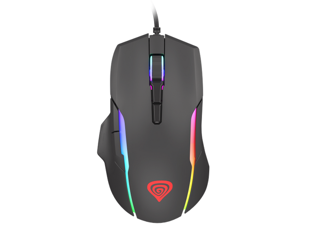 Mouse gaming cu fir Gensesis Xenon 220, senzor optic, interfata USB, rezolutie maxima 12800 DPI, numar butoane 7, iluminare RGB, silent switches, maximum frame rate 7 000 FPS, negru