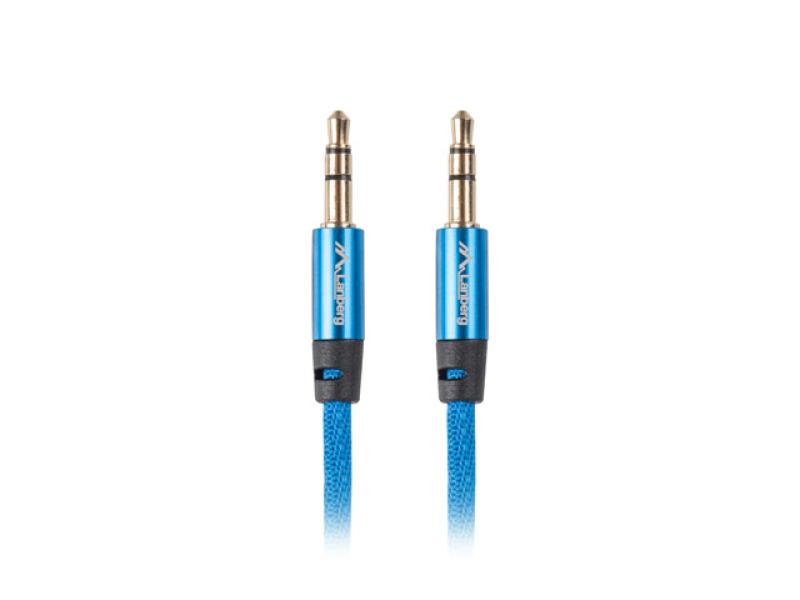 Cablu minijack 3,5 mm M/M 3 pini 2 m albastru Premium