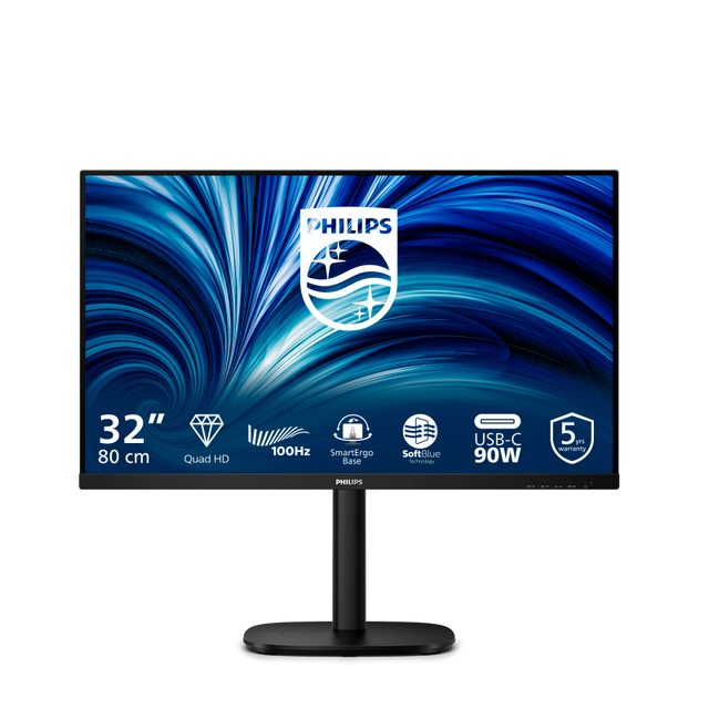 Monitor Consumer Philips 32B2U3601/00, 31.5", 2560 x 1440 pixeli, Black, 5 ani Garantie