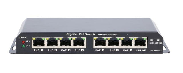 Extralink KRATOS  PoE Switch  7x Gigabit PoE 1x Uplink RJ45 Power Supply 24V 2.5A 60W