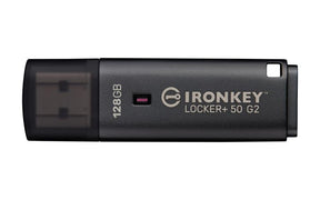 Kingston Technology IronKey Locker+ 50 G2. Capacity: 128 GB, Device interface: USB Type-A, USB version: 3.2 Gen 1 (3.1 Gen 1), Read speed: 145 MB/s, Write speed: 115 MB/s. Form factor: Cap. Weight: 22.94 g. Product colour: Black