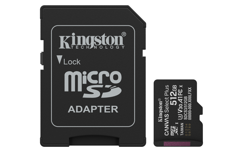 Card de Memorie MicroSDXC Kingston,512GB,Canvas Select Plus,Cu Adaptor