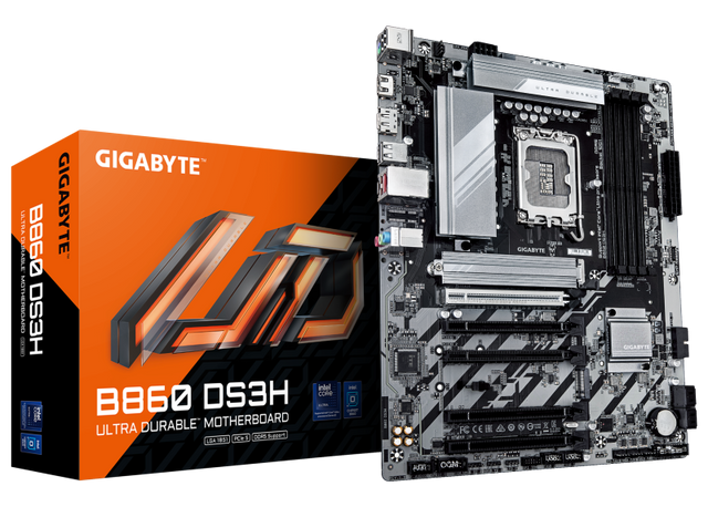 Placa de Baza GIGABYTE B860 DS3H LGA1851, 4x DDR5, 1x HDMI 1x DP, 1x PCIE 5.0 x16 4x PCIE 4.0 x16, 2x M.2, 4x SATA 6GB/s, ATX